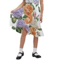 Embroidery Roses Floral Design Kids  Ruffle Flared Wrap Midi Skirt View1