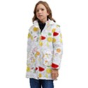 Pattern Seamless Texture Fruit Kids  Hooded Longline Puffer Jacket View3