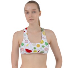 Pattern Seamless Texture Fruit Criss Cross Racerback Sports Bra by Sabxi