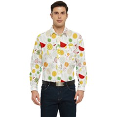 Pattern Seamless Texture Fruit Men s Long Sleeve Pocket Shirt  by Sabxi