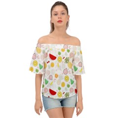 Pattern Seamless Texture Fruit Off Shoulder Short Sleeve Top by Sabxi