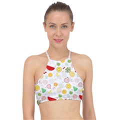 Pattern Seamless Texture Fruit Halter Bikini Top by Sabxi