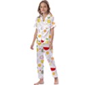 Pattern Seamless Texture Fruit Kids  Satin Short Sleeve Pajamas Set View1