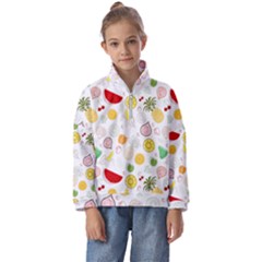 Pattern Seamless Texture Fruit Kids  Half Zip Hoodie by Sabxi