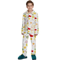 Pattern Seamless Texture Fruit Kids  Long Sleeve Velvet Pajamas Set by Sabxi