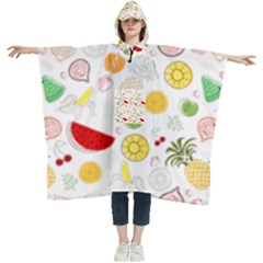 Pattern Seamless Texture Fruit Women s Hooded Rain Ponchos by Sabxi