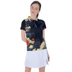 Korean Art Flowers Asian Pattern Women s Polo T-shirt