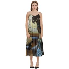 Clock And Lady Casual Spaghetti Strap Midi Dress by bestdesignintheworld