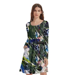 Snow In A City-1-1 Long Sleeve Knee Length Skater Dress With Pockets by bestdesignintheworld