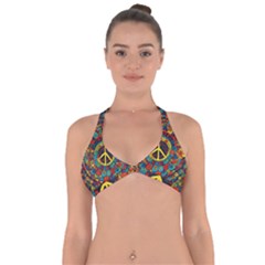 Peace Abstract Pattern Creative Drawing Halter Neck Bikini Top by Posterlux