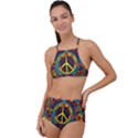 Peace Abstract Pattern Creative Drawing Halter Tankini Set View1