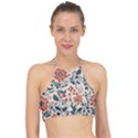 Retro Scandinavian Nordic Flowers Pattern Halter Bikini Top View1