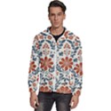Retro Scandinavian Nordic Flowers Pattern 3 Men s High Neck Windbreaker View1