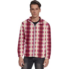 Retro 60s 50s Plaid Pattern 4 Men s High Neck Windbreaker by violetheavensky