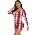 Retro 60s 50s Plaid Pattern 4 Long Sleeve Boyleg Swimsuit View2