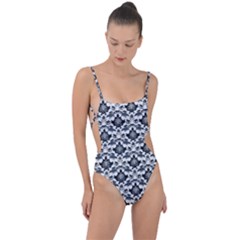 Gothic Leaf Pattern Tie Strap One Piece Swimsuit by violetheavensky