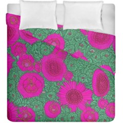 Mid Century Retro Floral 1970s 1960s Pattern 97 Duvet Cover Double Side (king Size) by violetheavensky