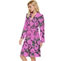 Mid Century Retro Floral 1970s 1960s Pattern 100 Long Sleeve Velvet Robe View2