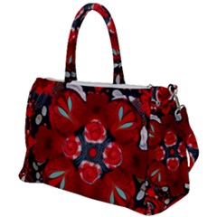 Mid Century Retro Floral 1970s 1960s Pattern 105 Duffel Travel Bag by violetheavensky