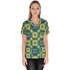 Royal Fractal Pattern 2 Women s V-neck Scrub Top by violetheavensky