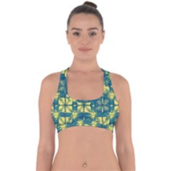 Royal Fractal Pattern 2 Cross Back Hipster Bikini Top  by violetheavensky