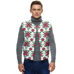 Retro 1880s Flowers Pattern 2 Men s Button Up Puffer Vest	 by violetheavensky