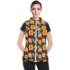 Retro 40s 50s Flowers Pattern Halloween 3 Women s Puffer Vest by violetheavensky