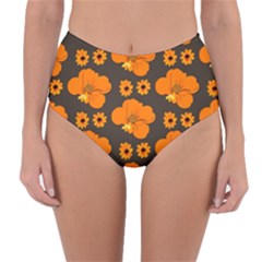 Retro 40s 50s Flowers Pattern Halloween 2 Reversible High-waist Bikini Bottoms by violetheavensky