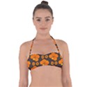 Retro 40s 50s Flowers Pattern Halloween 2 Tie Back Bikini Top View1