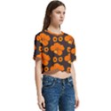 Retro 40s 50s Flowers Pattern Halloween 2 Women s Round Neck Short Sleeve Crop Top View3