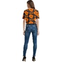 Retro 40s 50s Flowers Pattern Halloween 2 Women s Round Neck Short Sleeve Crop Top View4