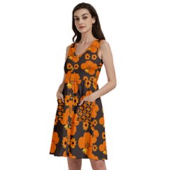 Retro 40s 50s Flowers Pattern Halloween 2 Sleeveless Dress With Pocket by violetheavensky