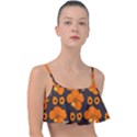 Retro 40s 50s Flowers Pattern Halloween 2 Frill Bikini Top View1