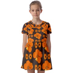 Retro 40s 50s Flowers Pattern Halloween 2 Kids  Short Sleeve Pinafore Style Dress by violetheavensky