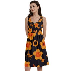 Retro 40s 50s Flowers Pattern Halloween Classic Skater Dress by violetheavensky