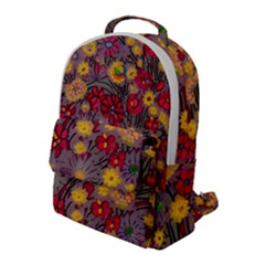 Mid Century Retro Floral 1970s 1960s Pattern 90 Flap Pocket Backpack (large) by violetheavensky