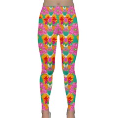 Retro 40s 50s Mexico Flowers Pattern Lightweight Velour Classic Yoga Leggings by violetheavensky