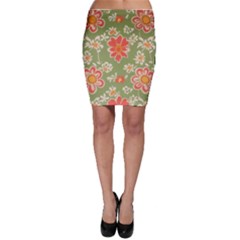 Retro 40s 50s Mexico Flowers Pattern 3 Bodycon Skirt by violetheavensky