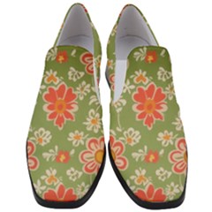 Retro 40s 50s Mexico Flowers Pattern 3 Women Slip On Heel Loafers by violetheavensky