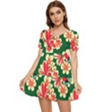 Retro 40s 50s Mexico Flowers Pattern 2 Tiered Short Sleeve Babydoll Dress View1