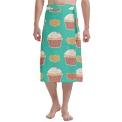 Retro 40s 50s Cupcake Pattern 3 Traditional Men s Hawaiian Lavalava Ie Faitaga Wrap Skirt by violetheavensky