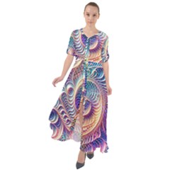 Abstract Fractal Art Swirl Pattern Waist Tie Boho Maxi Dress by Salmanaz77
