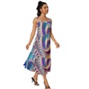 Abstract Fractal Art Swirl Pattern Square Neckline Tiered Midi Dress View3
