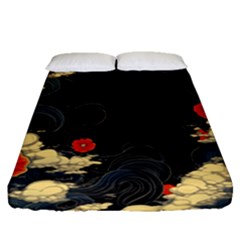 Korean Art Flowers Asian Pattern Fitted Sheet (queen Size) by Sabxi