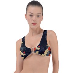 Korean Art Flowers Asian Pattern Ring Detail Bikini Top by Sabxi