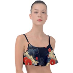 Korean Art Flowers Asian Pattern Frill Bikini Top by Sabxi