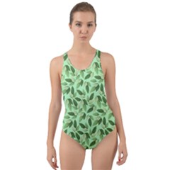 Leaves Pattern Texture Seamless Cut-out Back One Piece Swimsuit by Hannah976