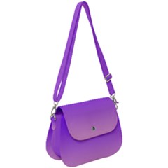 Indigo Violet To Cotton Candy Pink Linear Gradient Saddle Handbag by GradientsOmbre