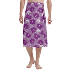 Hibiscus Flowers With Dhari (royal Purple) On Traditional Men s Hawaiian Lavalava Ie Faitaga Wrap Skirt by ZenadthKesAcademy2025