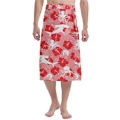 Red Hibiscus With Shark, Octopus And Dhari On Traditional Men s Hawaiian Lavalava by ZenadthKesAcademy2025